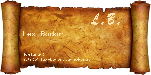 Lex Bodor névjegykártya